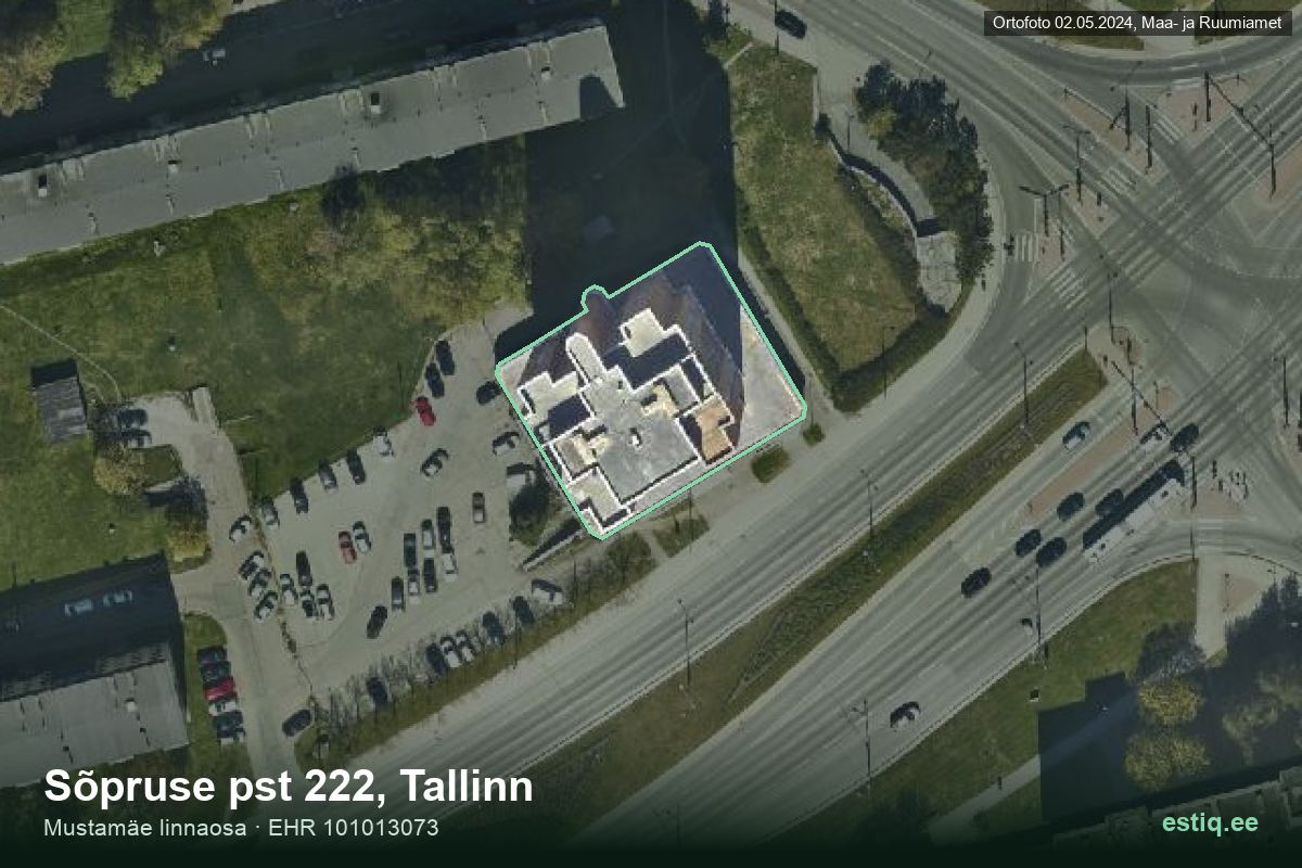 Sõpruse pst 222, Tallinn – hoone aerofoto, kontuur ehitisregistri (EHR) andmetest