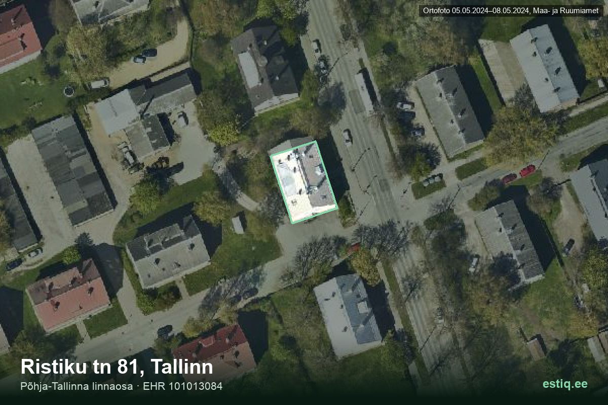 Ristiku tänav 81, Tallinn – ilmakuva rakennuksesta, ääriviiva rakennusrekisteristä (EHR)