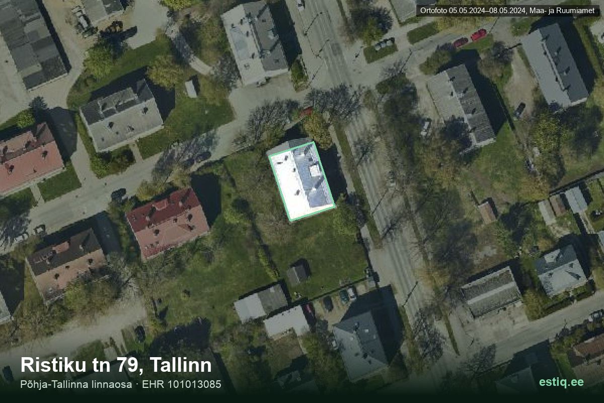 Ristiku tänav 79, Tallinn – hoone aerofoto, kontuur ehitisregistri (EHR) andmetest