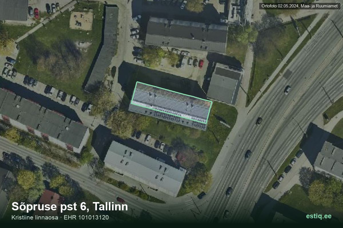 Sõpruse pst 6, Tallinn – hoone aerofoto, kontuur ehitisregistri (EHR) andmetest
