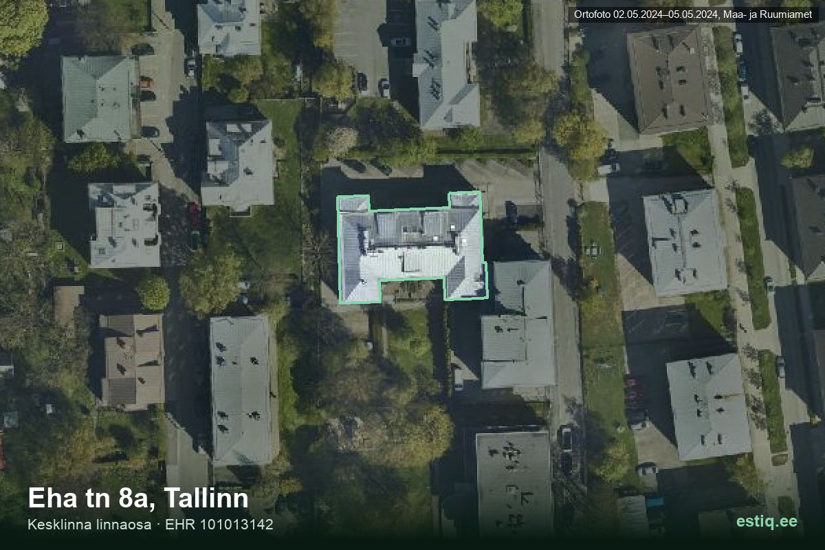 Eha tänav 8a, Tallinn – aerial photo of the building, outline from the Building Register (EHR)