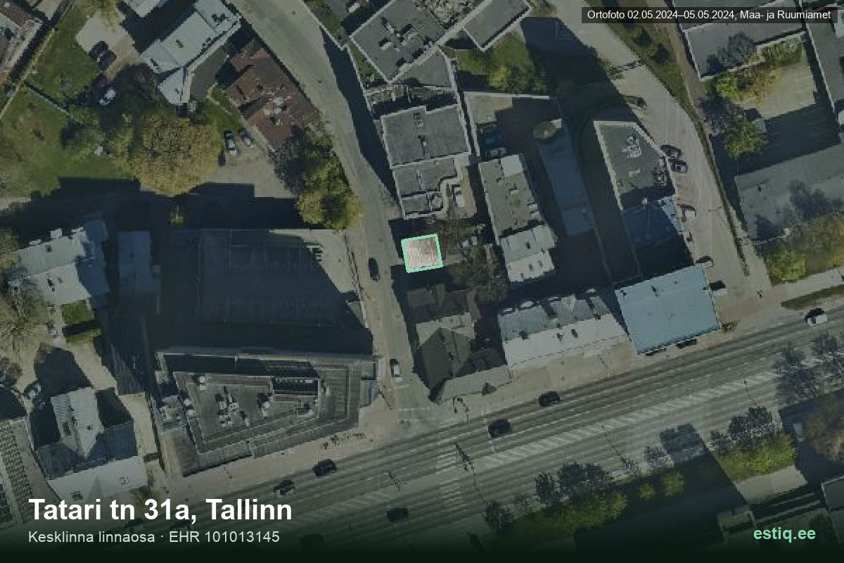 Tatari tänav 31a, Tallinn – hoone aerofoto, kontuur ehitisregistri (EHR) andmetest