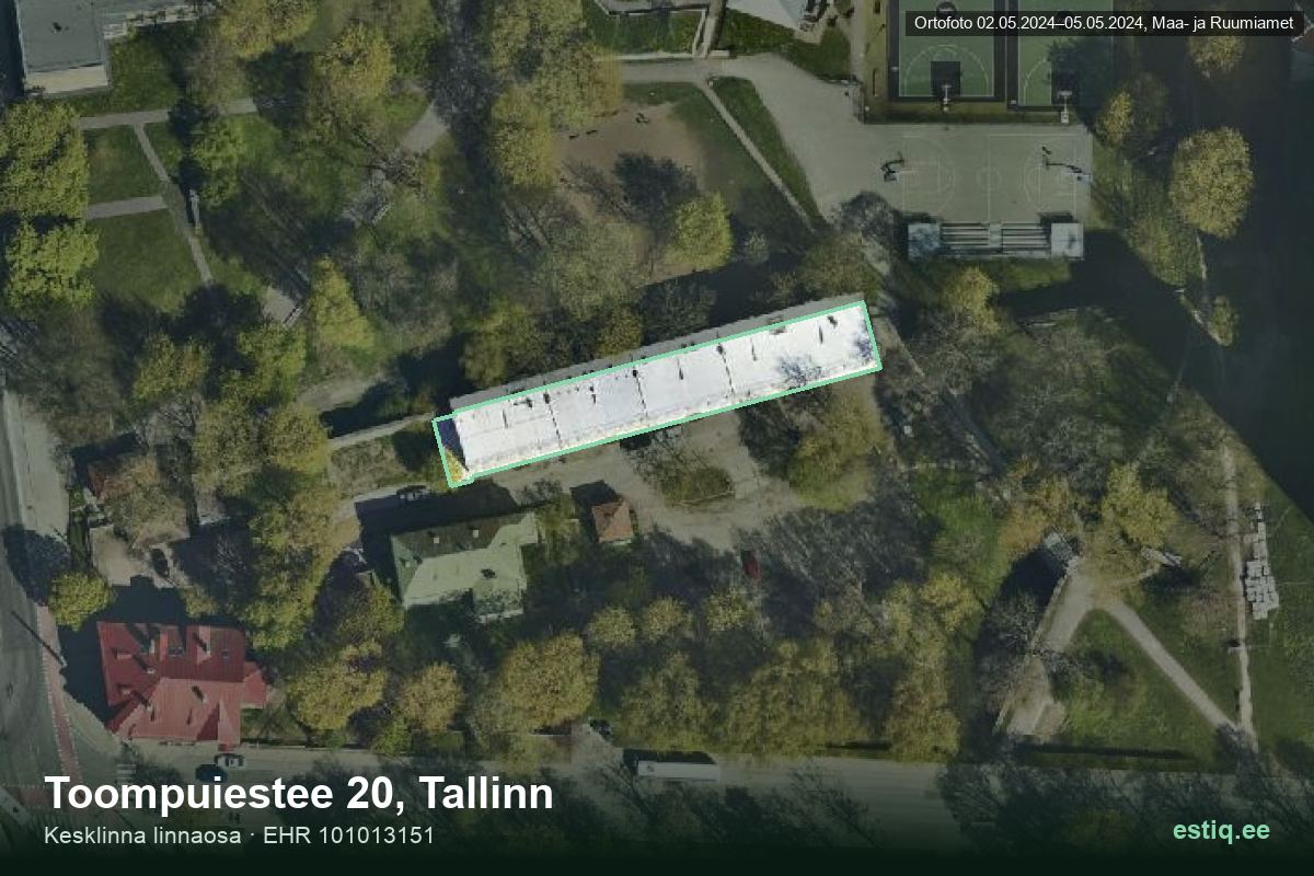 Toompuiestee 20, Tallinn – hoone aerofoto, kontuur ehitisregistri (EHR) andmetest