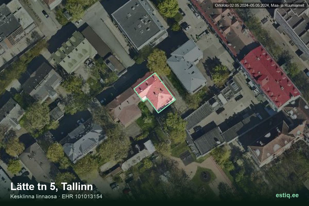Lätte tänav 5, Tallinn – ilmakuva rakennuksesta, ääriviiva rakennusrekisteristä (EHR)
