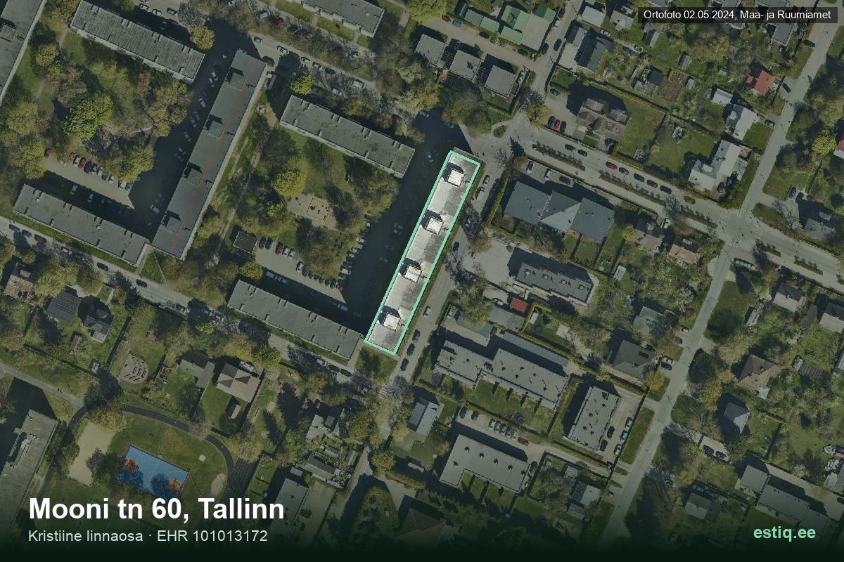 Mooni tänav 60, Tallinn – aerial photo of the building, outline from the Building Register (EHR)