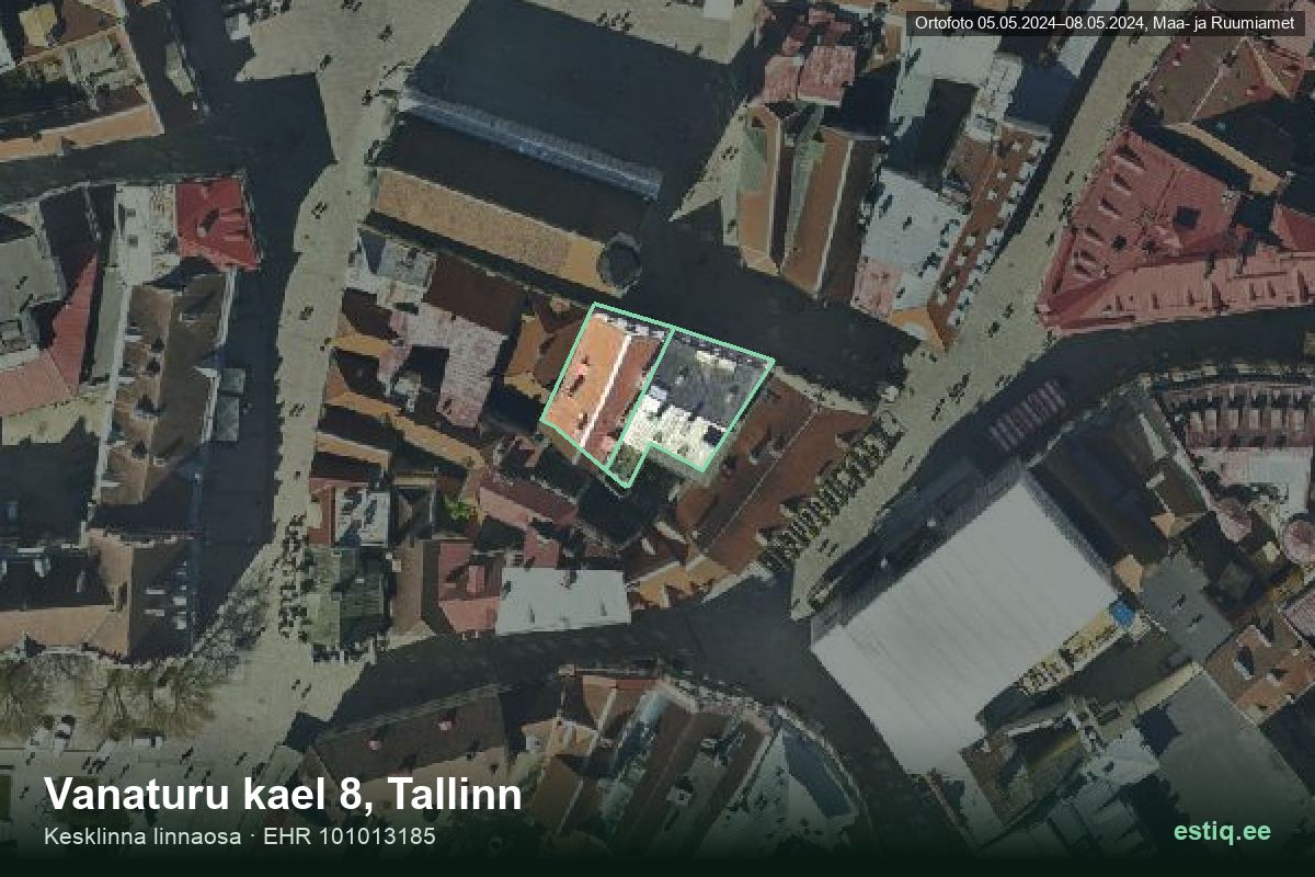 Vanaturu kael 8, Tallinn – hoone aerofoto, kontuur ehitisregistri (EHR) andmetest