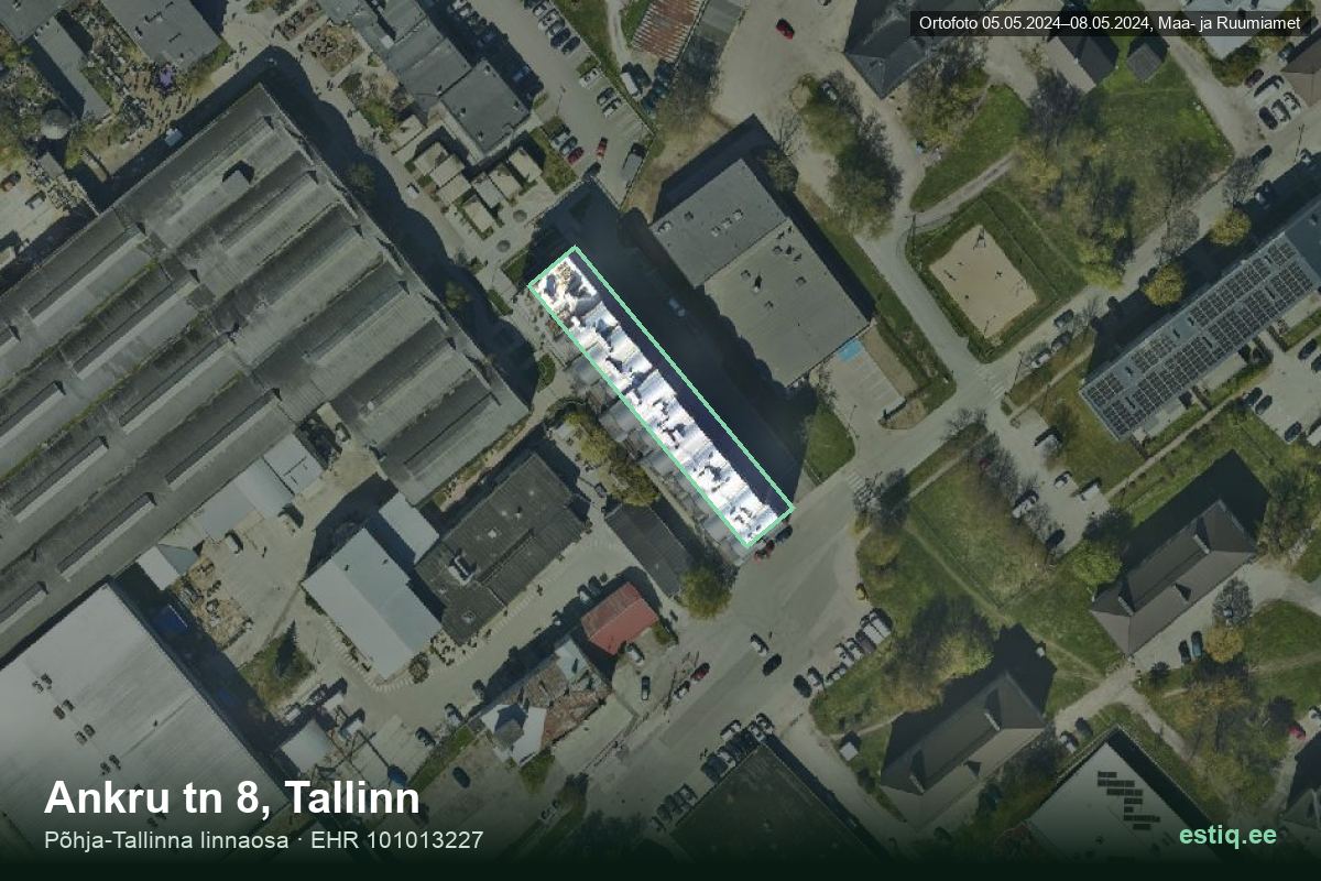 Ankru tänav 8, Tallinn – hoone aerofoto, kontuur ehitisregistri (EHR) andmetest
