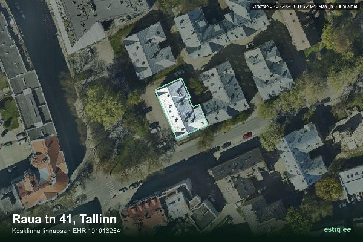 Raua tänav 41, Tallinn – ilmakuva rakennuksesta, ääriviiva rakennusrekisteristä (EHR)