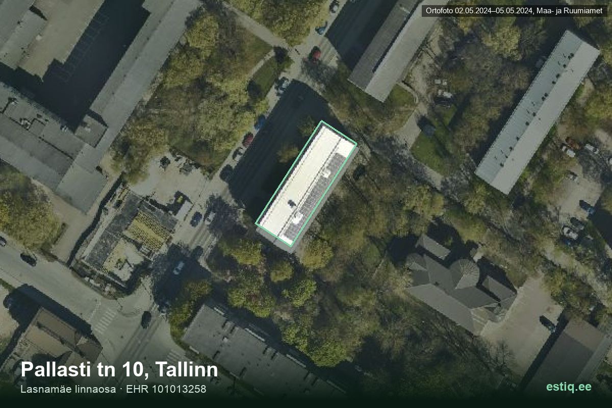 Pallasti tänav 10, Tallinn – ilmakuva rakennuksesta, ääriviiva rakennusrekisteristä (EHR)