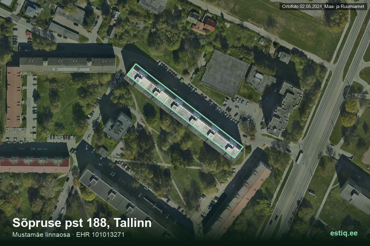 Sõpruse pst 188, Tallinn – hoone aerofoto, kontuur ehitisregistri (EHR) andmetest