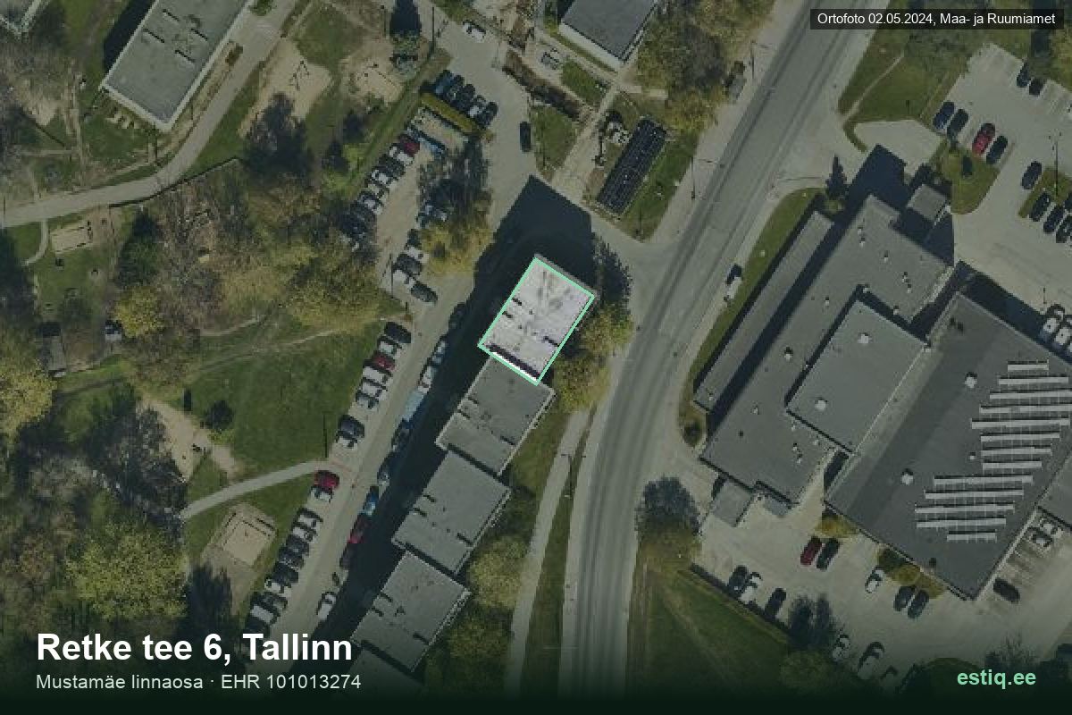Retke tee 6, Tallinn – hoone aerofoto, kontuur ehitisregistri (EHR) andmetest