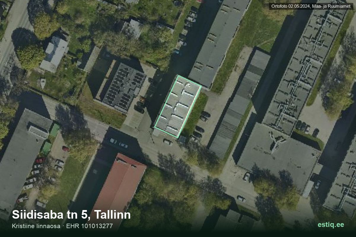 Siidisaba tänav 5, Tallinn – aerial photo of the building, outline from the Building Register (EHR)