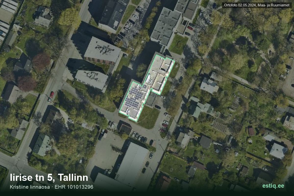 Iirise tänav 5, Tallinn – hoone aerofoto, kontuur ehitisregistri (EHR) andmetest