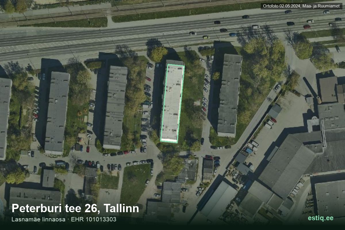 Peterburi tee 26, Tallinn – ilmakuva rakennuksesta, ääriviiva rakennusrekisteristä (EHR)