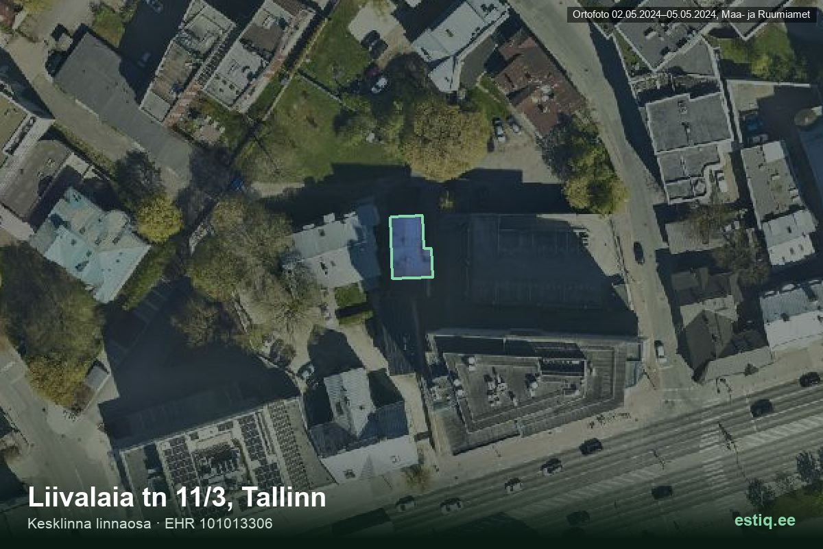Liivalaia tänav 11/3, Tallinn – ilmakuva rakennuksesta, ääriviiva rakennusrekisteristä (EHR)