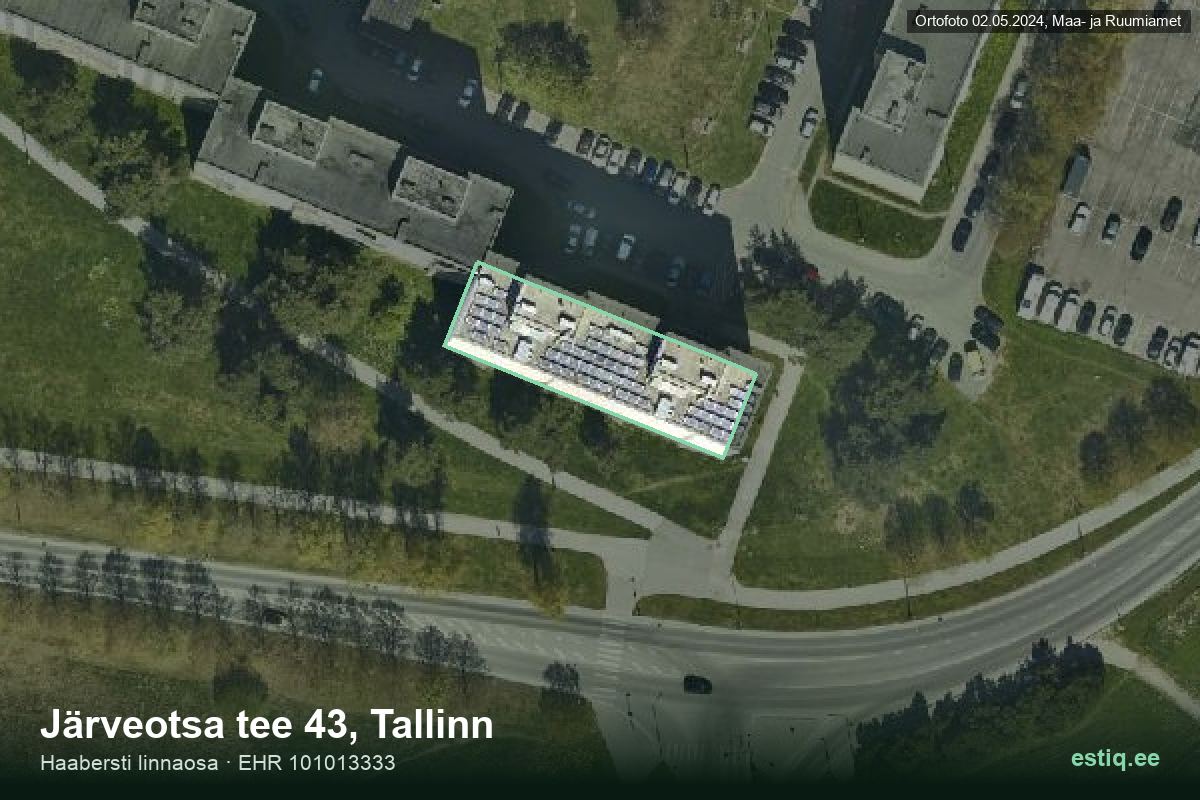 Järveotsa tee 43, Tallinn – hoone aerofoto, kontuur ehitisregistri (EHR) andmetest
