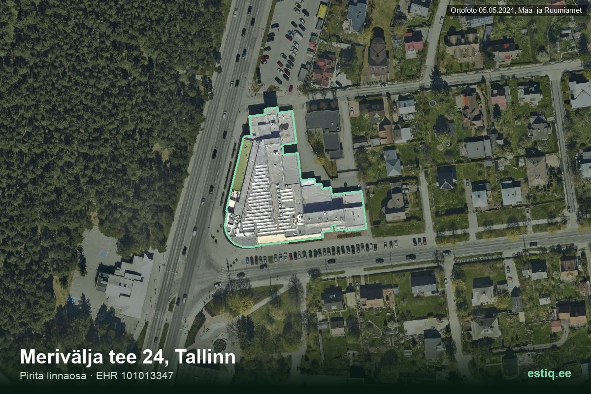 Merivälja tee 24, Tallinn – hoone aerofoto, kontuur ehitisregistri (EHR) andmetest