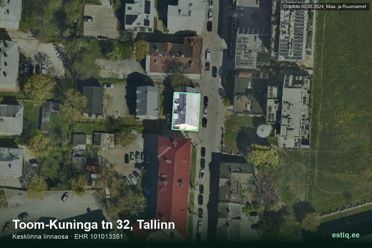 Toom-Kuninga tänav 32, Tallinn – ilmakuva rakennuksesta, ääriviiva rakennusrekisteristä (EHR)