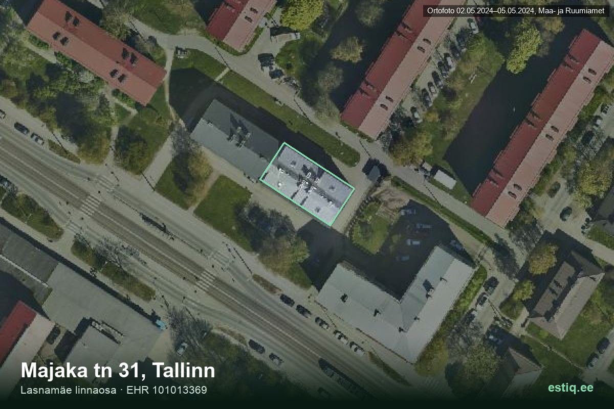 Majaka tänav 31, Tallinn – hoone aerofoto, kontuur ehitisregistri (EHR) andmetest