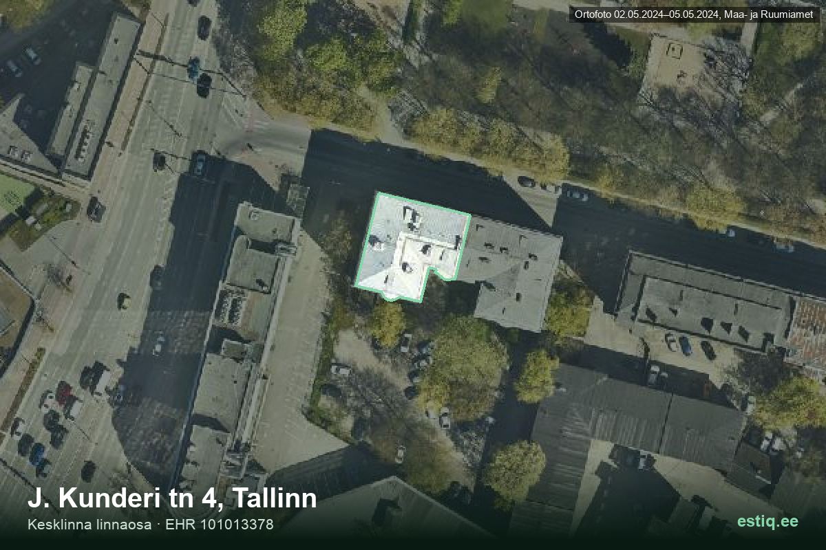 J. Kunderi tänav 4, Tallinn – hoone aerofoto, kontuur ehitisregistri (EHR) andmetest