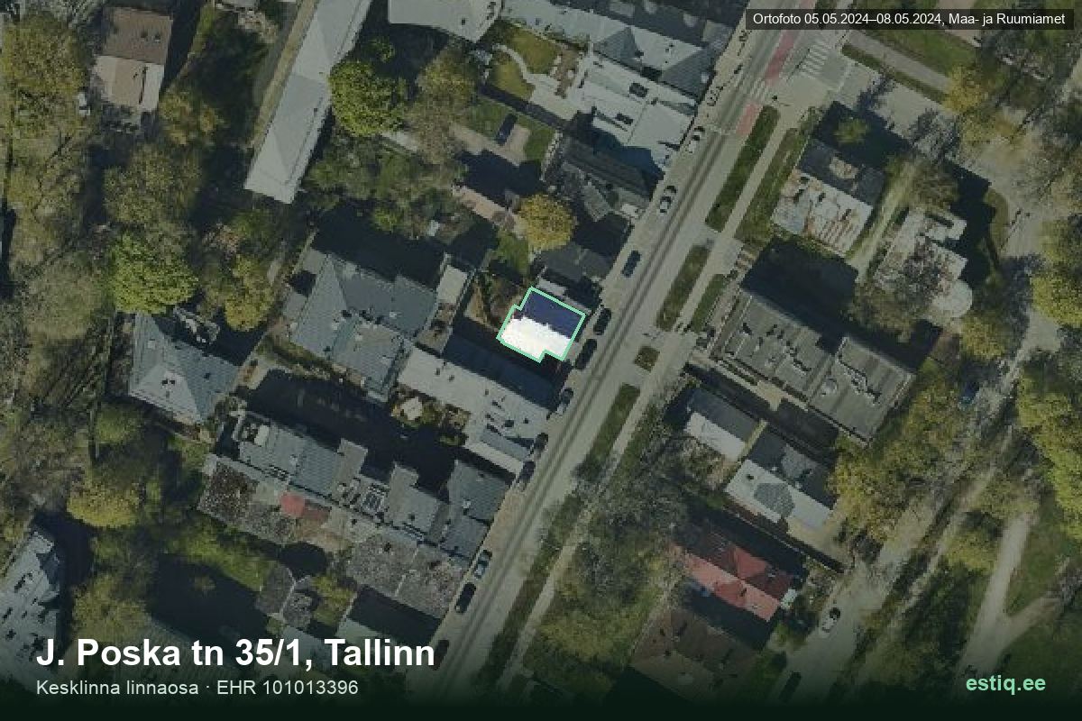 J. Poska tänav 35/1, Tallinn – ilmakuva rakennuksesta, ääriviiva rakennusrekisteristä (EHR)