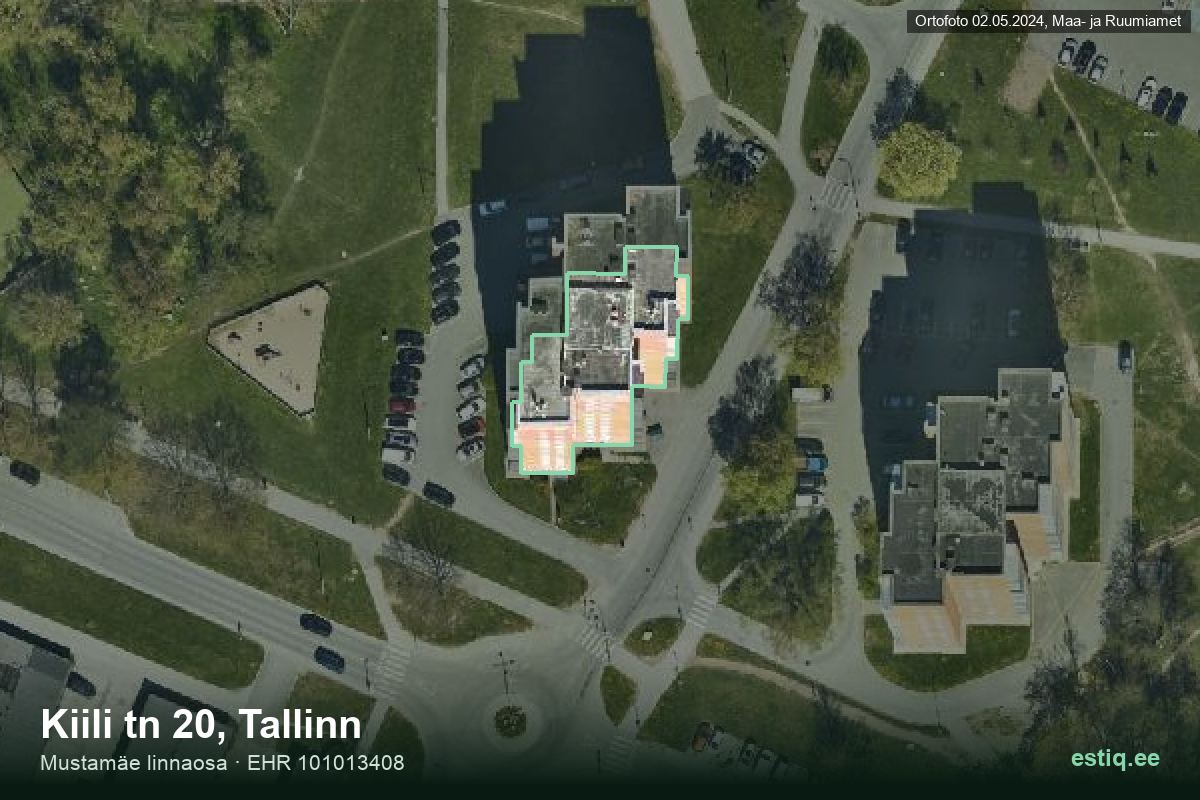 Kiili tänav 20, Tallinn – ilmakuva rakennuksesta, ääriviiva rakennusrekisteristä (EHR)
