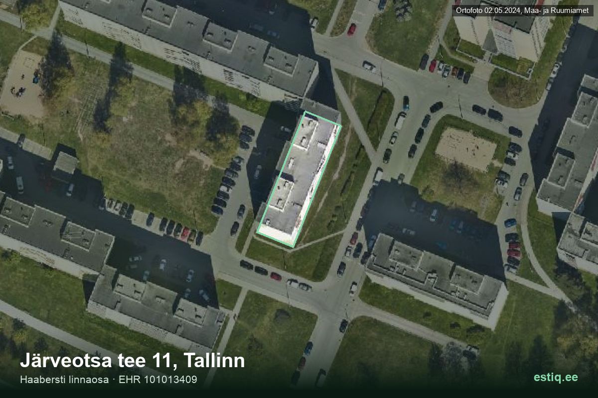 Järveotsa tee 11, Tallinn – aerial photo of the building, outline from the Building Register (EHR)