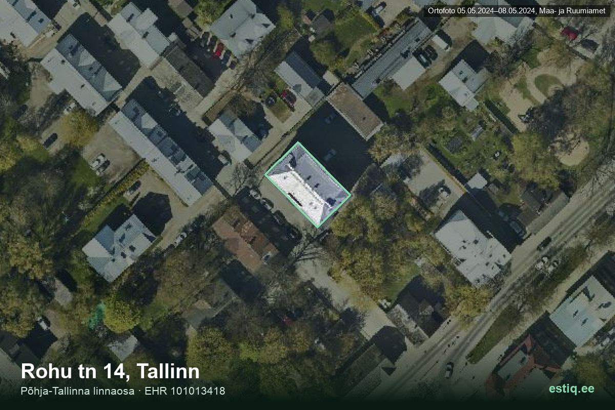 Rohu tänav 14, Tallinn – ilmakuva rakennuksesta, ääriviiva rakennusrekisteristä (EHR)