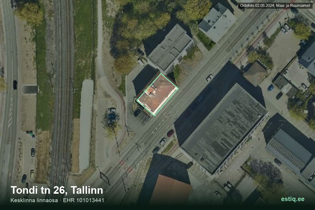 Tondi tänav 26, Tallinn – hoone aerofoto, kontuur ehitisregistri (EHR) andmetest