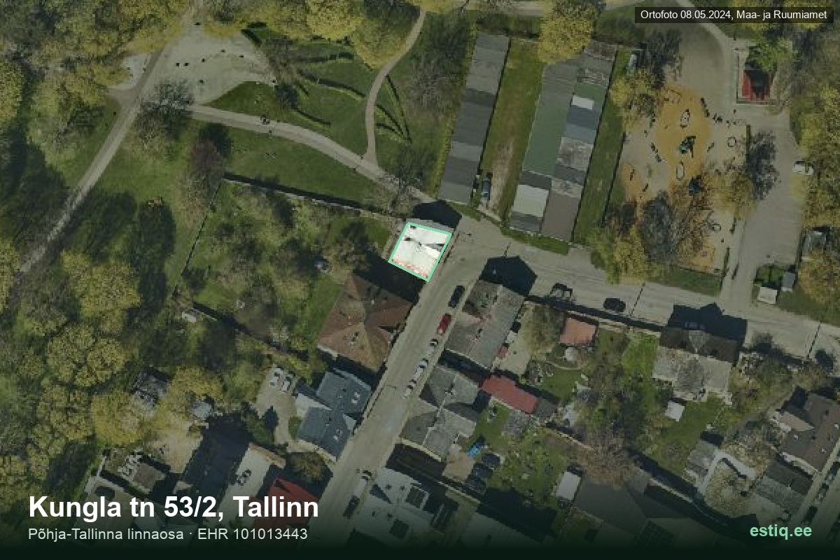 Kungla tänav 53/2, Tallinn – hoone aerofoto, kontuur ehitisregistri (EHR) andmetest
