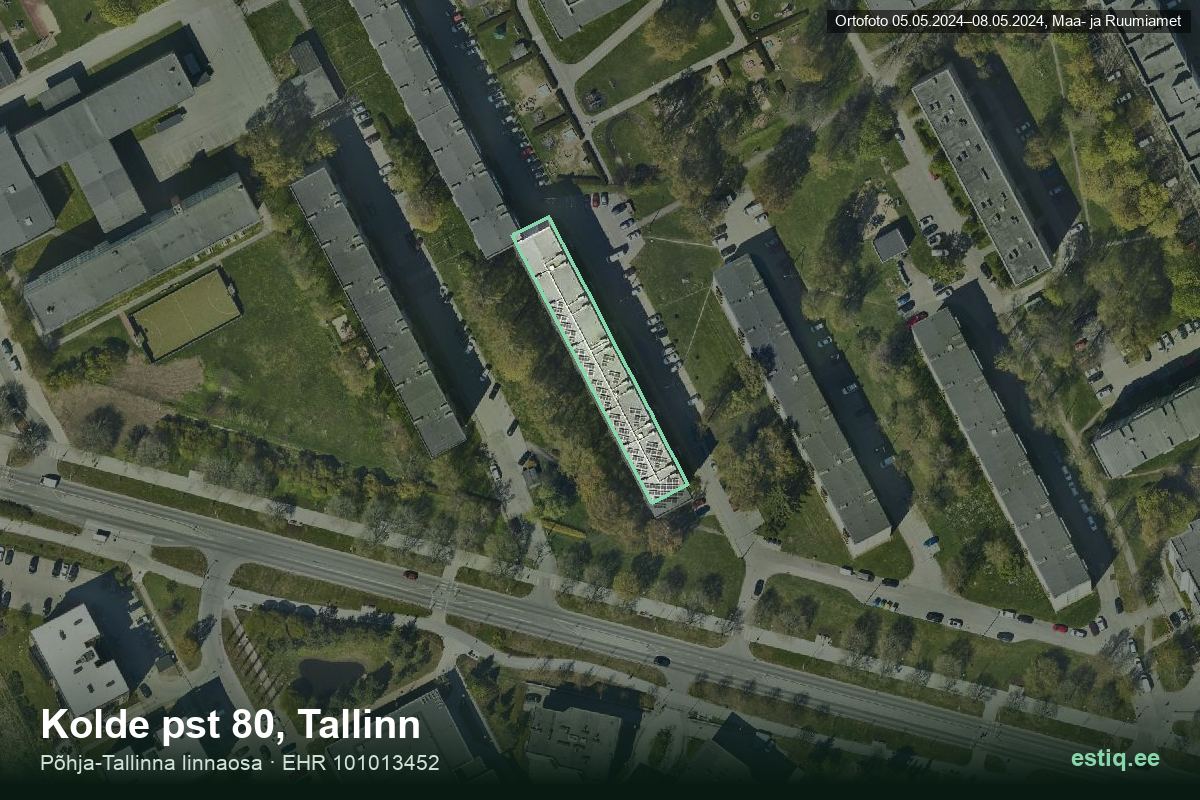 Kolde pst 80, Tallinn – ilmakuva rakennuksesta, ääriviiva rakennusrekisteristä (EHR)