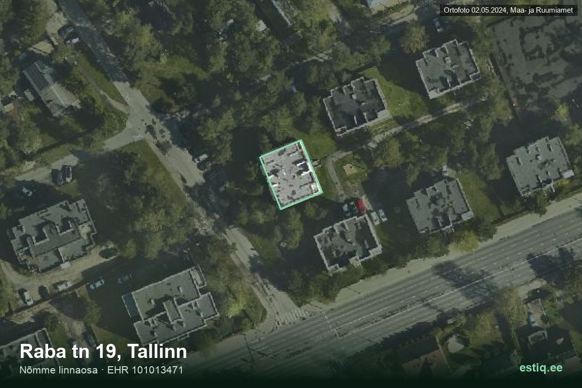 Raba tänav 19, Tallinn – ilmakuva rakennuksesta, ääriviiva rakennusrekisteristä (EHR)