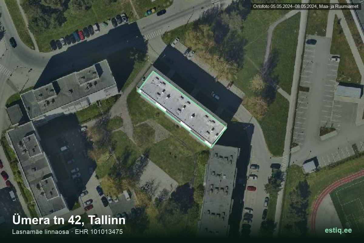 Ümera tänav 42, Tallinn – hoone aerofoto, kontuur ehitisregistri (EHR) andmetest
