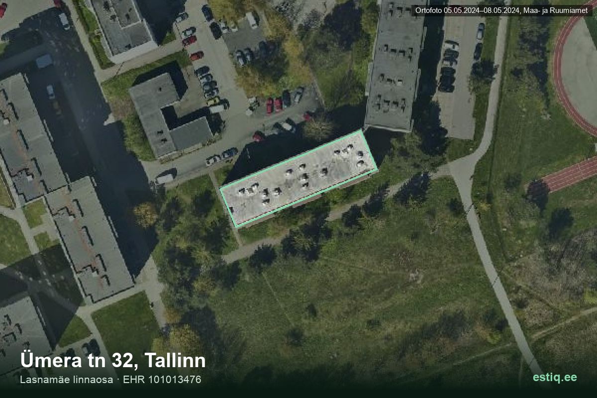 Ümera tänav 32, Tallinn – hoone aerofoto, kontuur ehitisregistri (EHR) andmetest