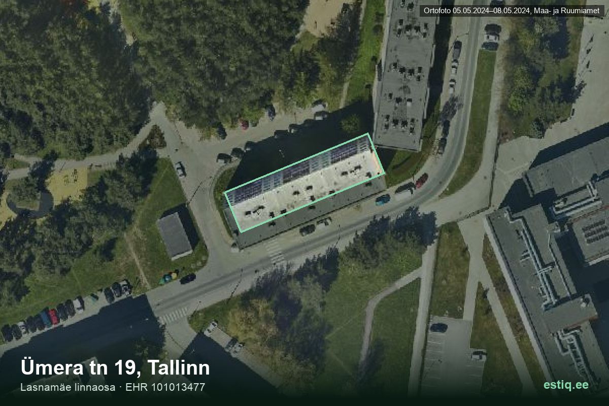 Ümera tänav 19, Tallinn – hoone aerofoto, kontuur ehitisregistri (EHR) andmetest