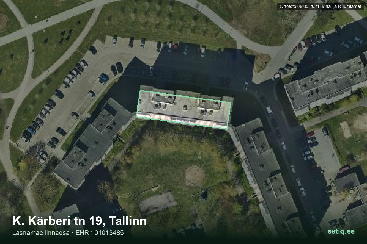 K. Kärberi tänav 19, Tallinn – hoone aerofoto, kontuur ehitisregistri (EHR) andmetest