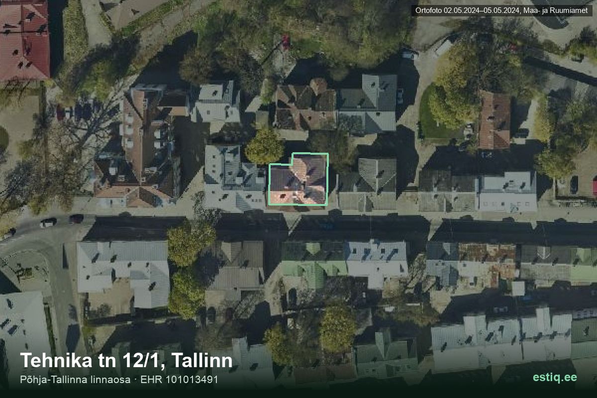 Tehnika tänav 12/1, Tallinn – ilmakuva rakennuksesta, ääriviiva rakennusrekisteristä (EHR)