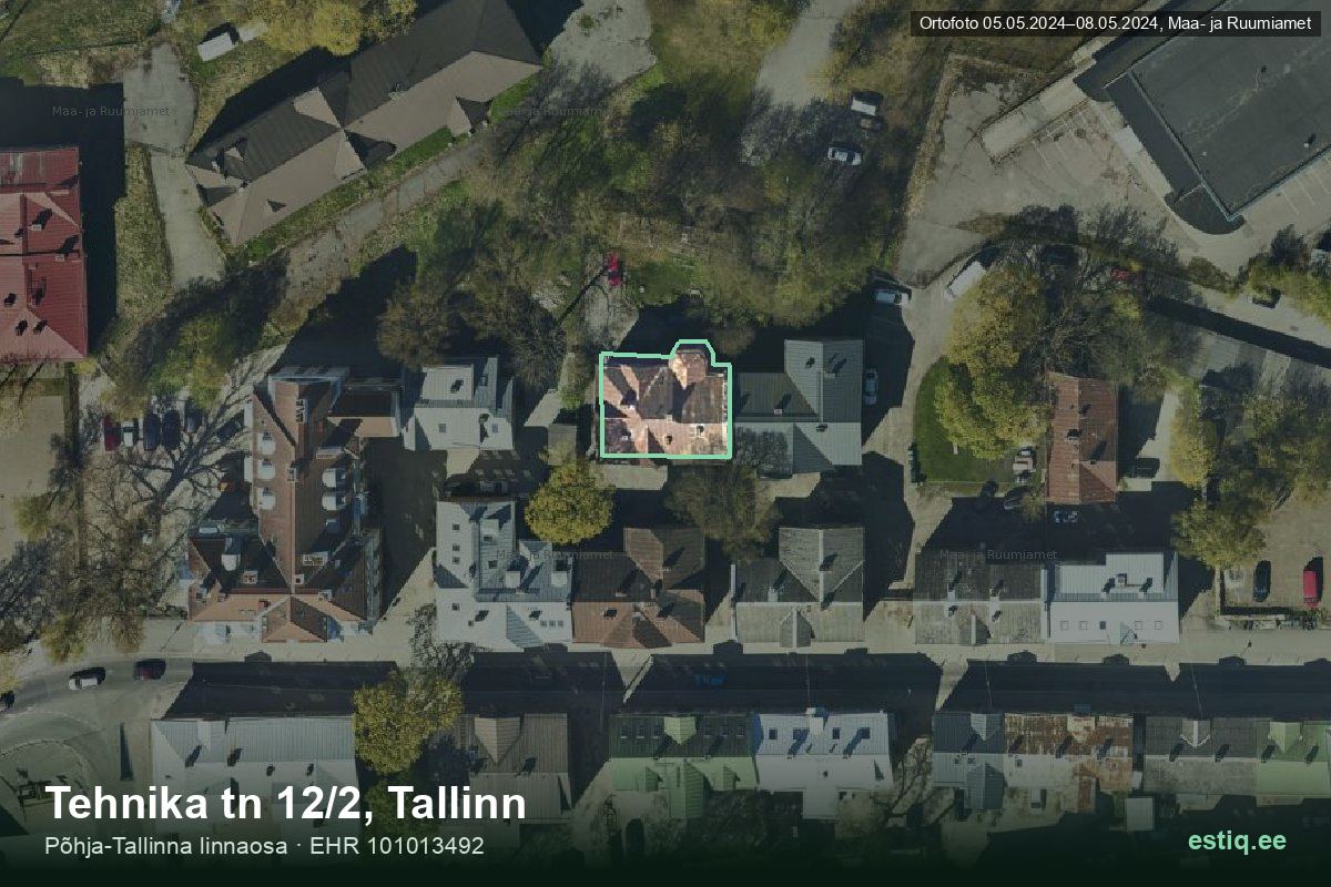 Tehnika tänav 12/2, Tallinn – hoone aerofoto, kontuur ehitisregistri (EHR) andmetest