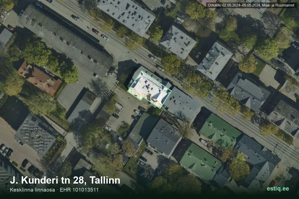 J. Kunderi tänav 28, Tallinn – hoone aerofoto, kontuur ehitisregistri (EHR) andmetest