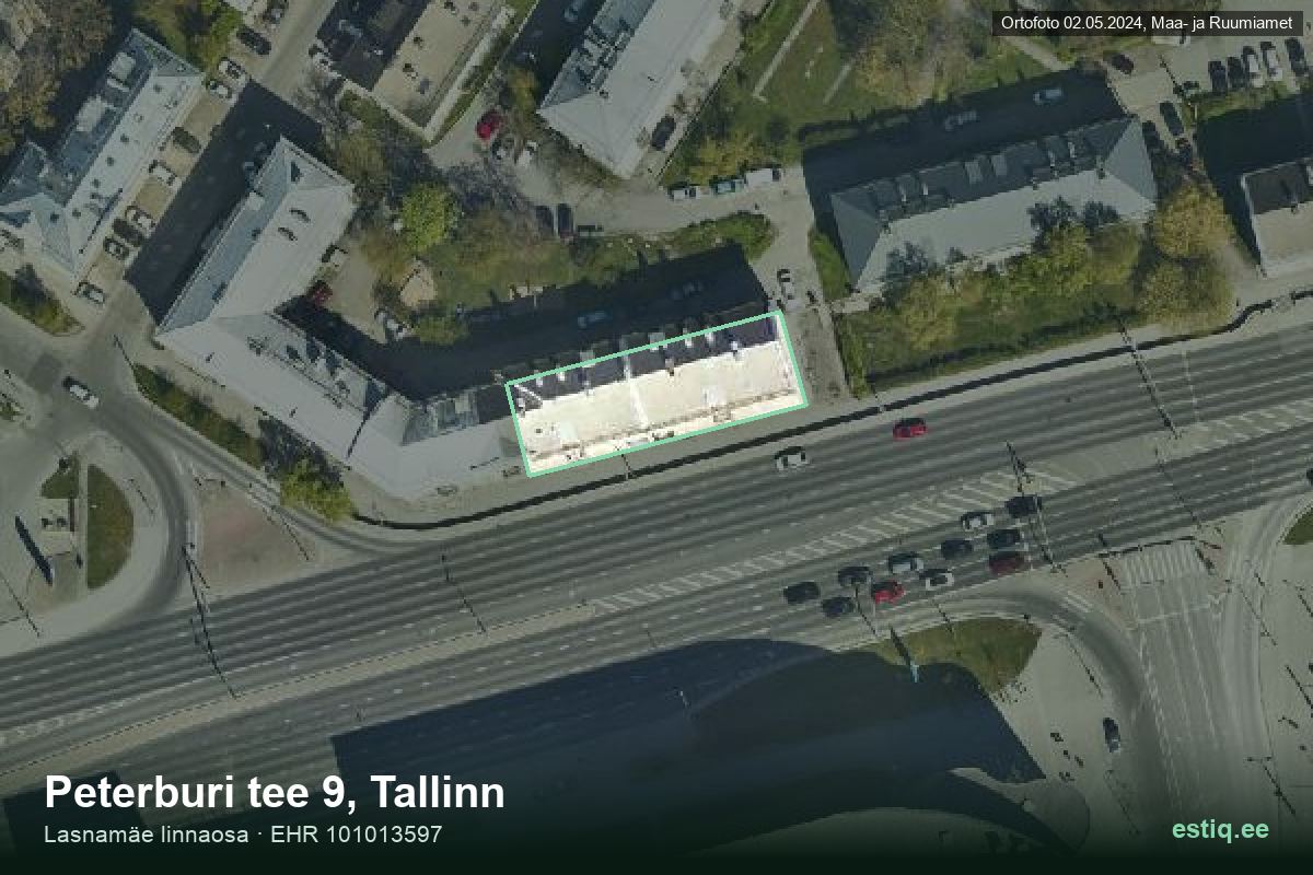 Peterburi tee 9, Tallinn – ilmakuva rakennuksesta, ääriviiva rakennusrekisteristä (EHR)