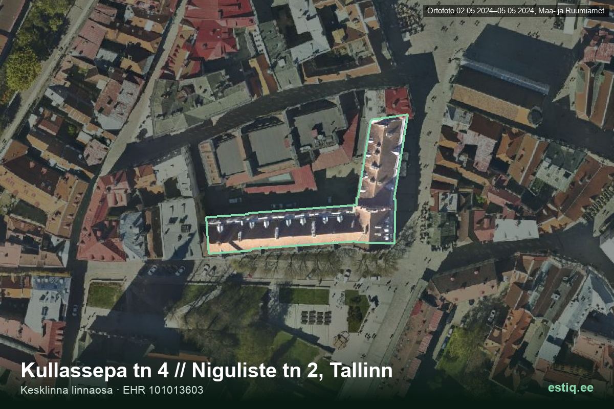 Kullassepa tänav 4, Tallinn – ilmakuva rakennuksesta, ääriviiva rakennusrekisteristä (EHR)