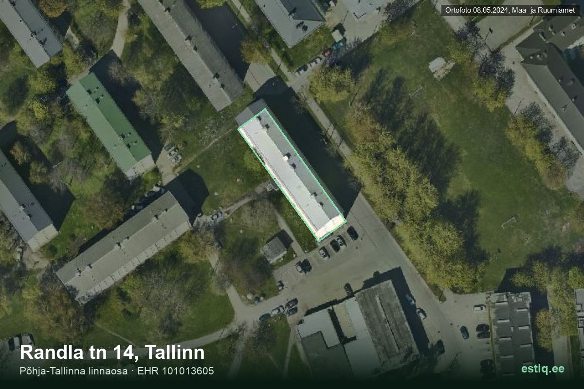 Randla tänav 14, Tallinn – hoone aerofoto, kontuur ehitisregistri (EHR) andmetest