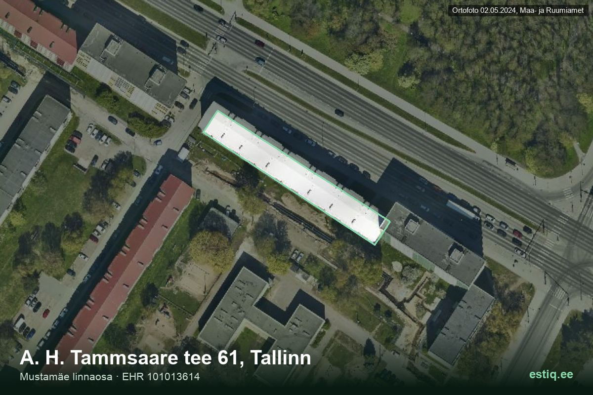 A. H. Tammsaare tee 61, Tallinn – hoone aerofoto, kontuur ehitisregistri (EHR) andmetest