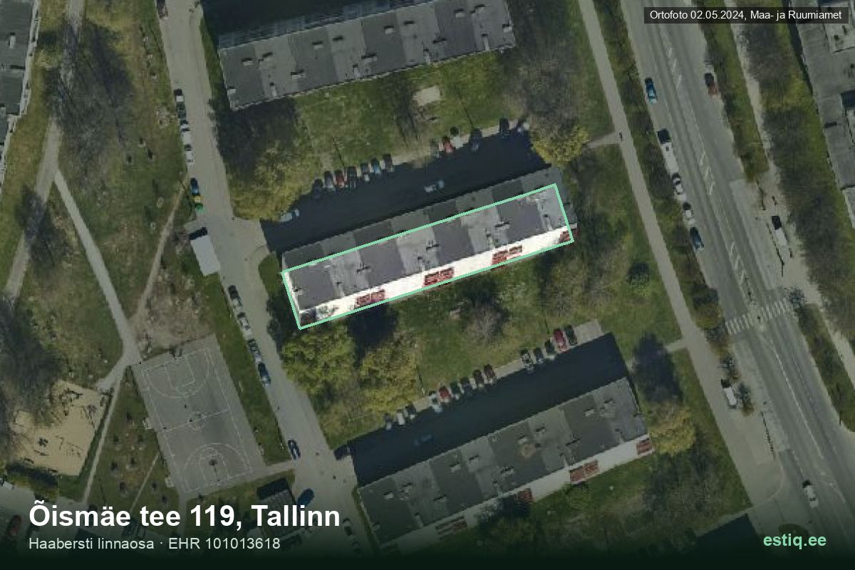 Õismäe tee 119, Tallinn – ilmakuva rakennuksesta, ääriviiva rakennusrekisteristä (EHR)