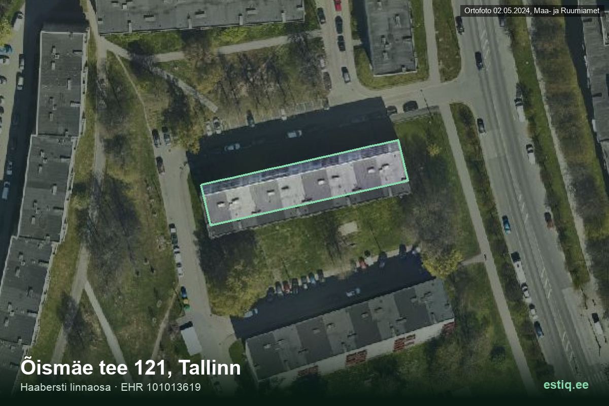 Õismäe tee 121, Tallinn – aerial photo of the building, outline from the Building Register (EHR)