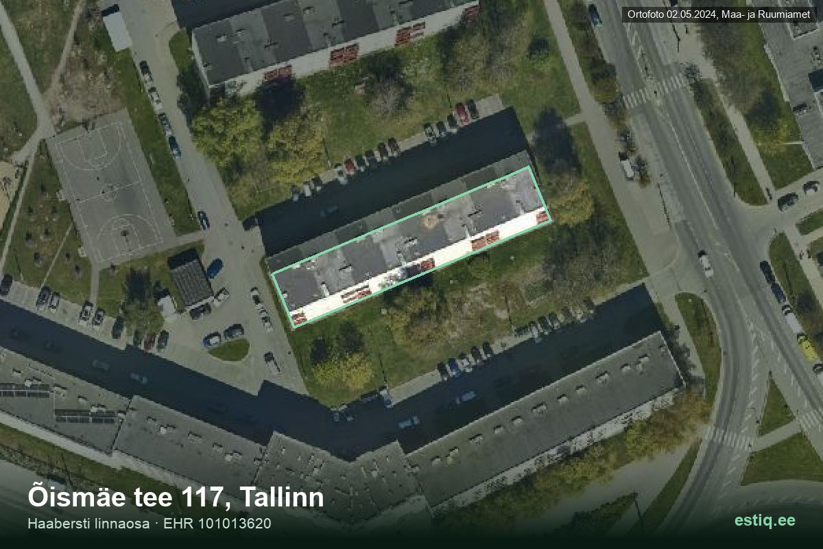 Õismäe tee 117, Tallinn – ilmakuva rakennuksesta, ääriviiva rakennusrekisteristä (EHR)