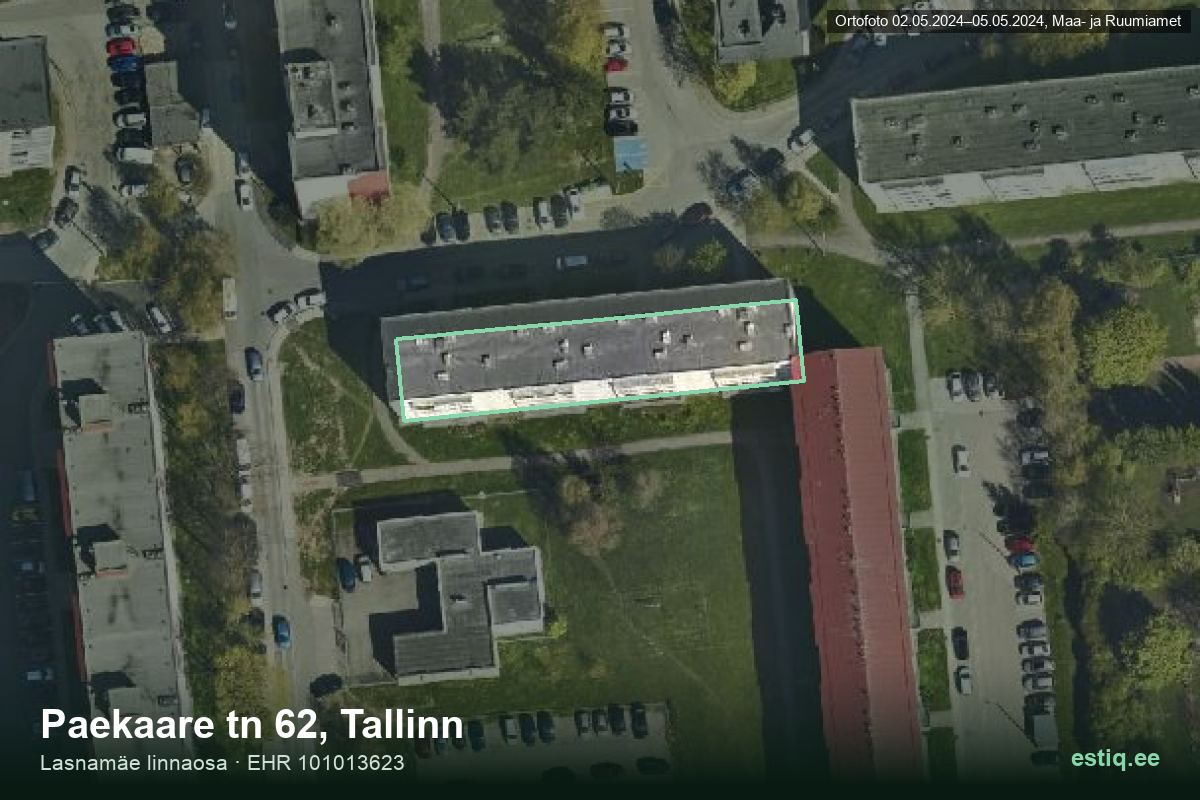 Paekaare tänav 62, Tallinn – aerial photo of the building, outline from the Building Register (EHR)