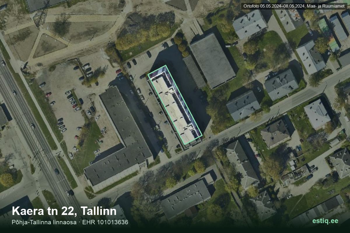Kaera tänav 22, Tallinn – hoone aerofoto, kontuur ehitisregistri (EHR) andmetest
