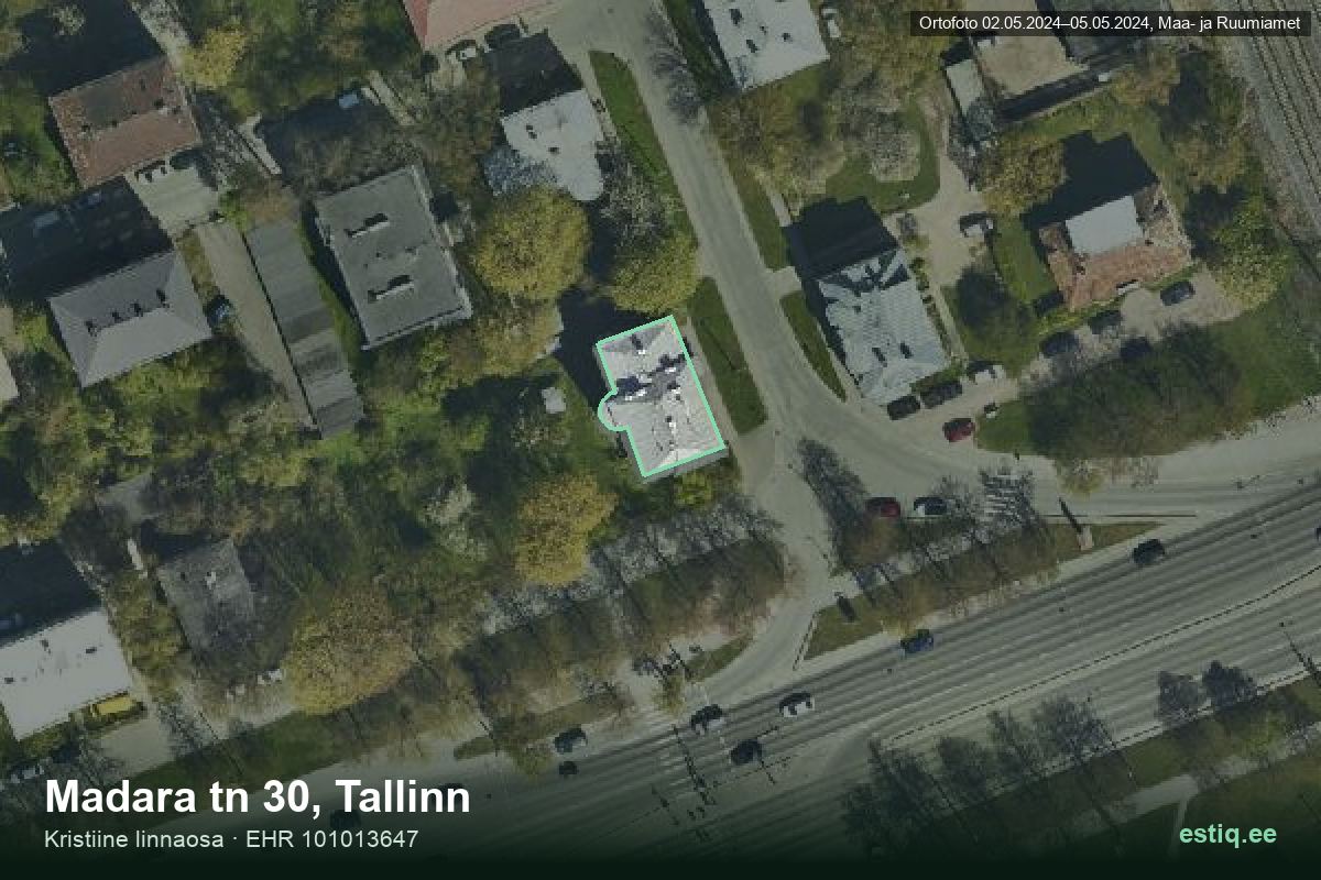 Madara tänav 30, Tallinn – ilmakuva rakennuksesta, ääriviiva rakennusrekisteristä (EHR)