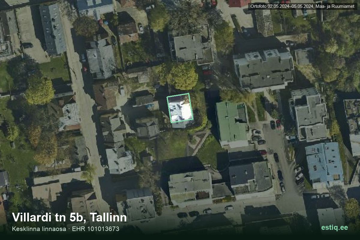 Villardi tänav 5b, Tallinn – ilmakuva rakennuksesta, ääriviiva rakennusrekisteristä (EHR)